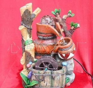 供應(yīng)廠家低價(jià)提供樹(shù)脂流水水車(chē)噴泉（帶水泵和玻璃球）- 工藝扇風(fēng)格禮品